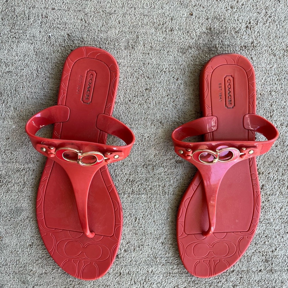 Coach Penne Orange/coral color Sandals Size 7B.